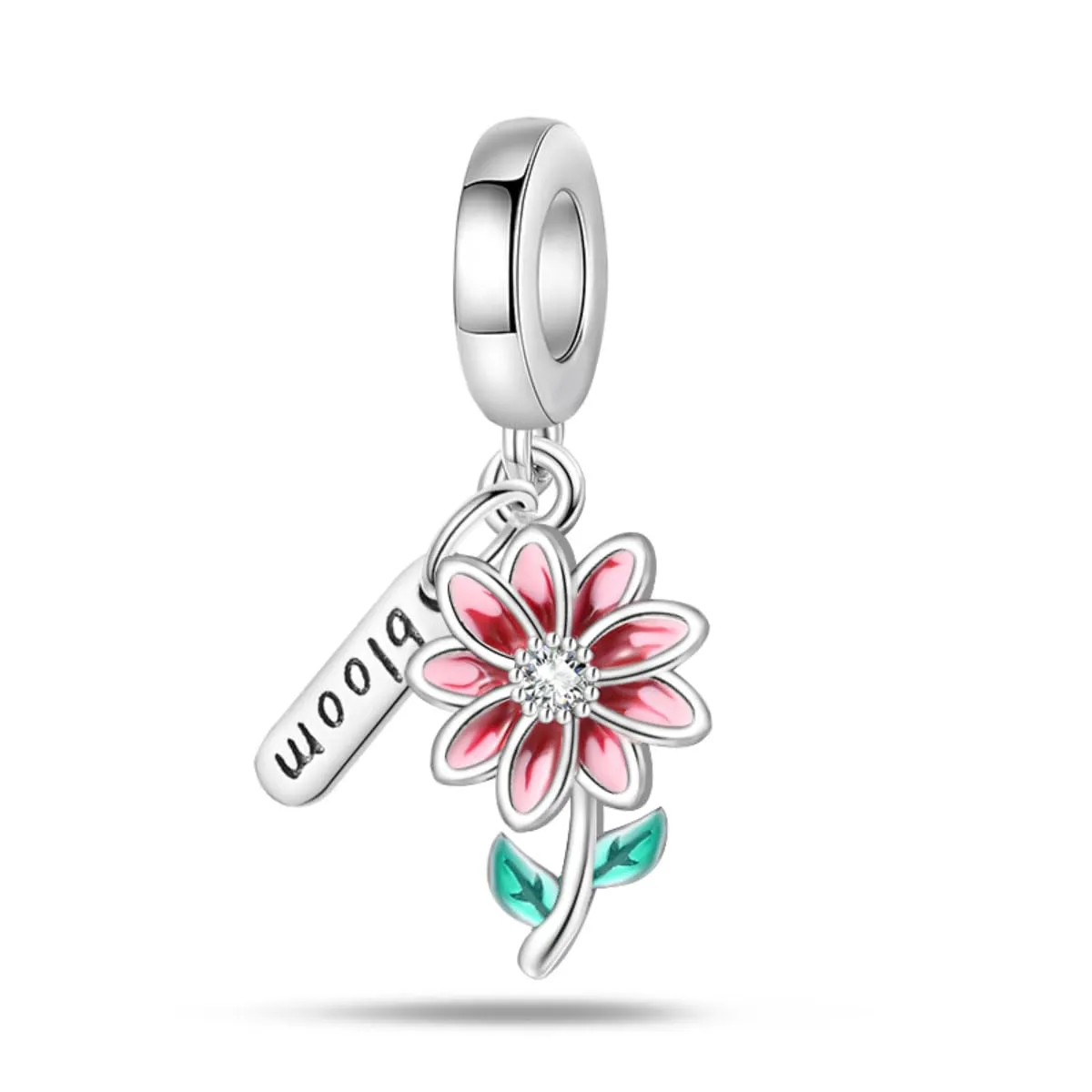 KUNSIR Bead Charm in Argento Sterling 925 con Cubic Zirconia per Braccialetti e Collane Europei - immagine 1