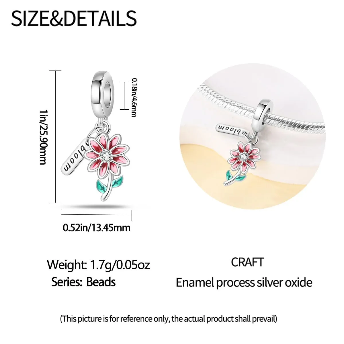 KUNSIR Bead Charm in Argento Sterling 925 con Cubic Zirconia per Braccialetti e Collane Europei - immagine 5