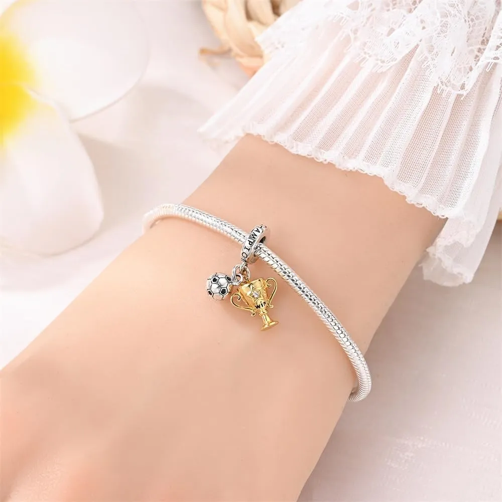 KUNSIR Bead Charm Ciondolo Argento Sterling 925 con Cubic Zirconia per Braccialetti e Collane Europei - immagine 4