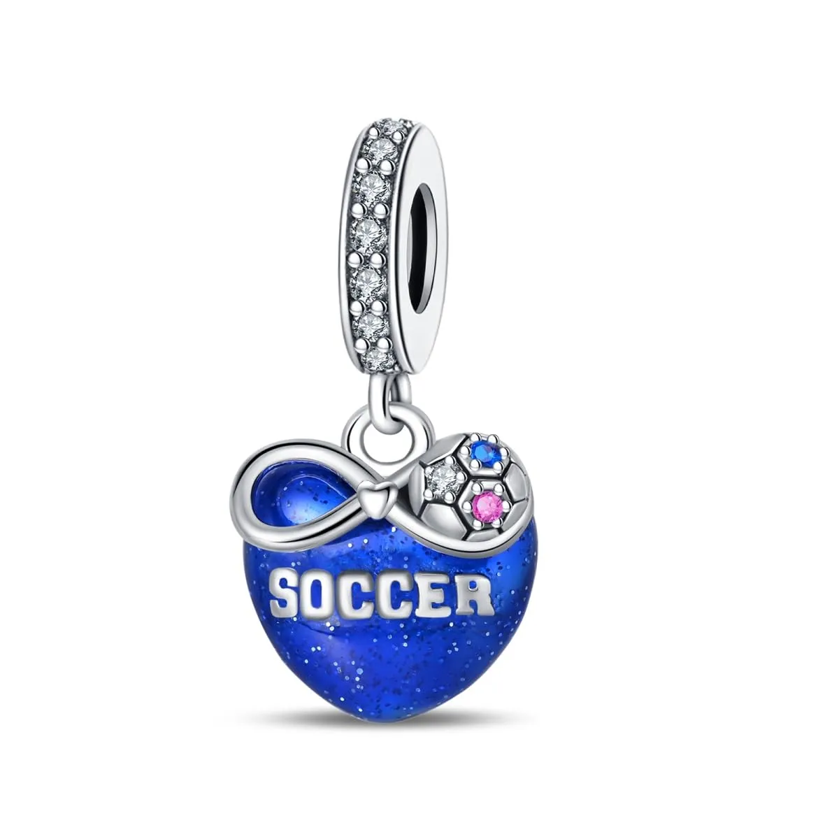 KUNSIR Bead Charm Ciondolo Argento Sterling 925 con Cubic Zirconia per Braccialetti e Collane Europei - immagine 1