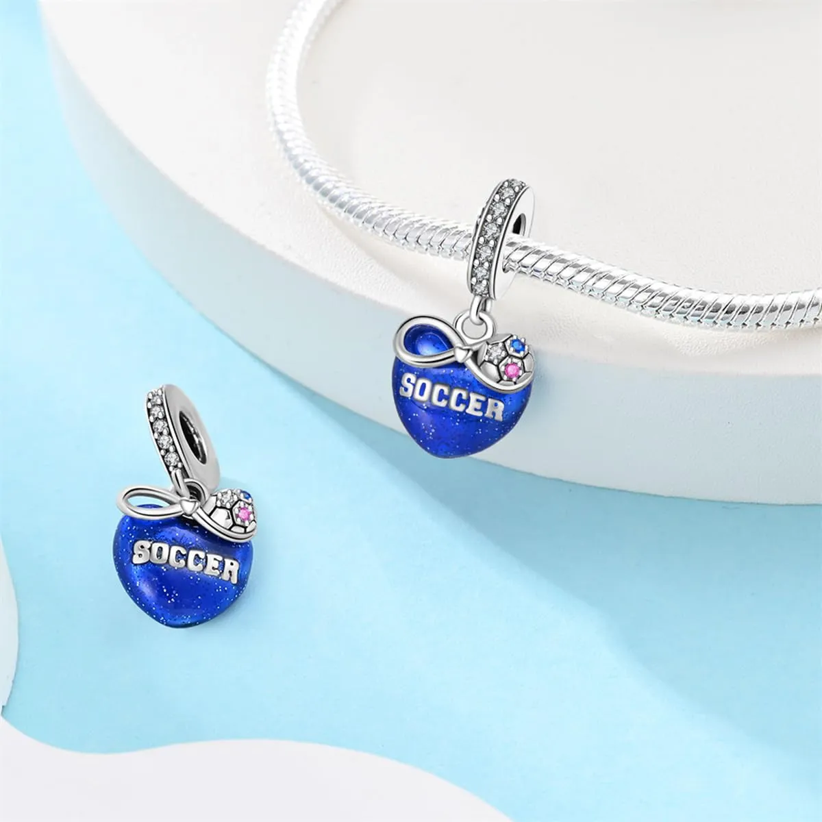 KUNSIR Bead Charm Ciondolo Argento Sterling 925 con Cubic Zirconia per Braccialetti e Collane Europei - immagine 2
