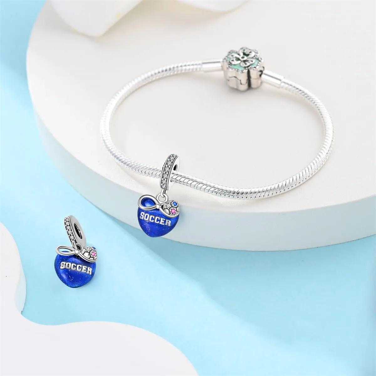 KUNSIR Bead Charm Ciondolo Argento Sterling 925 con Cubic Zirconia per Braccialetti e Collane Europei - immagine 3