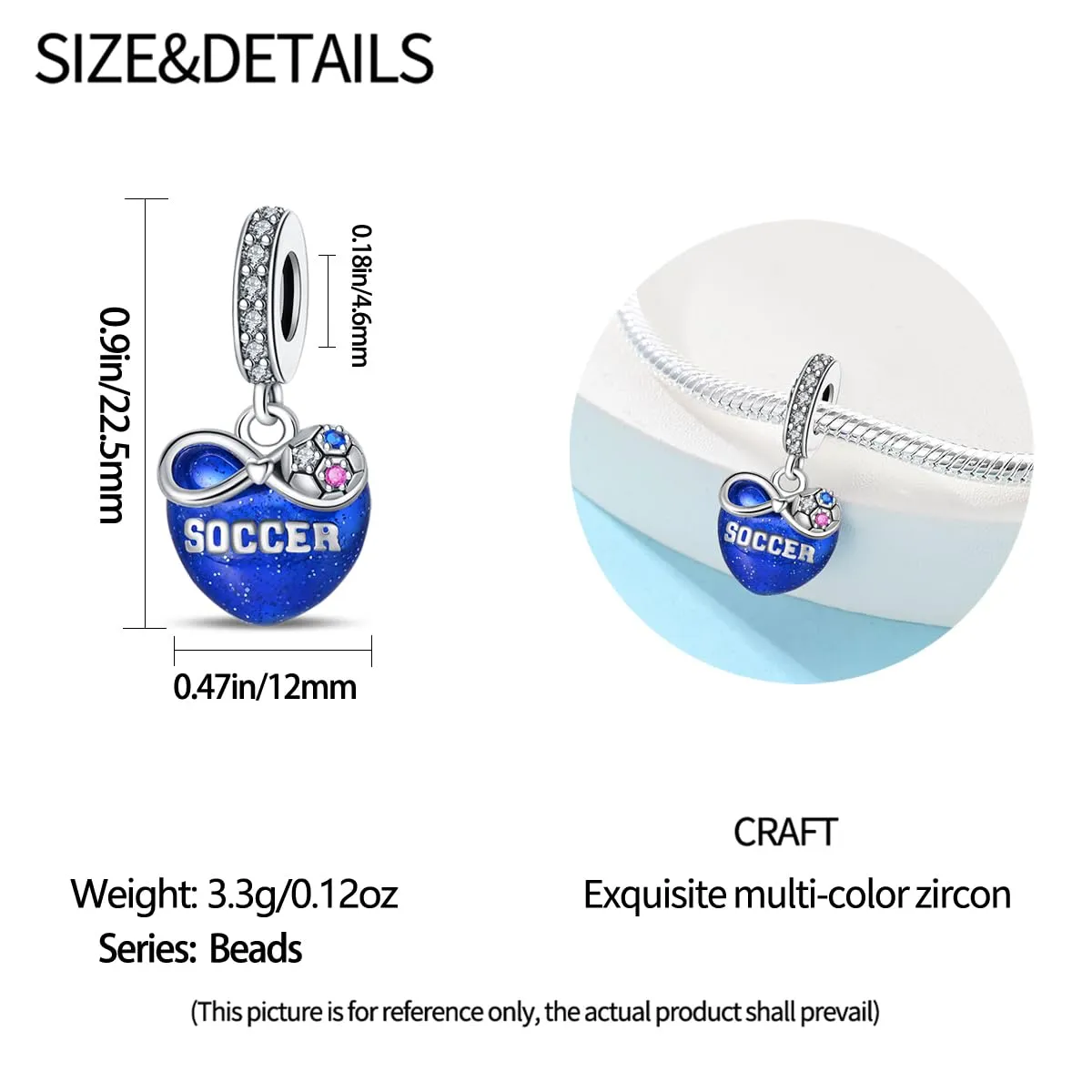 KUNSIR Bead Charm Ciondolo Argento Sterling 925 con Cubic Zirconia per Braccialetti e Collane Europei - immagine 5