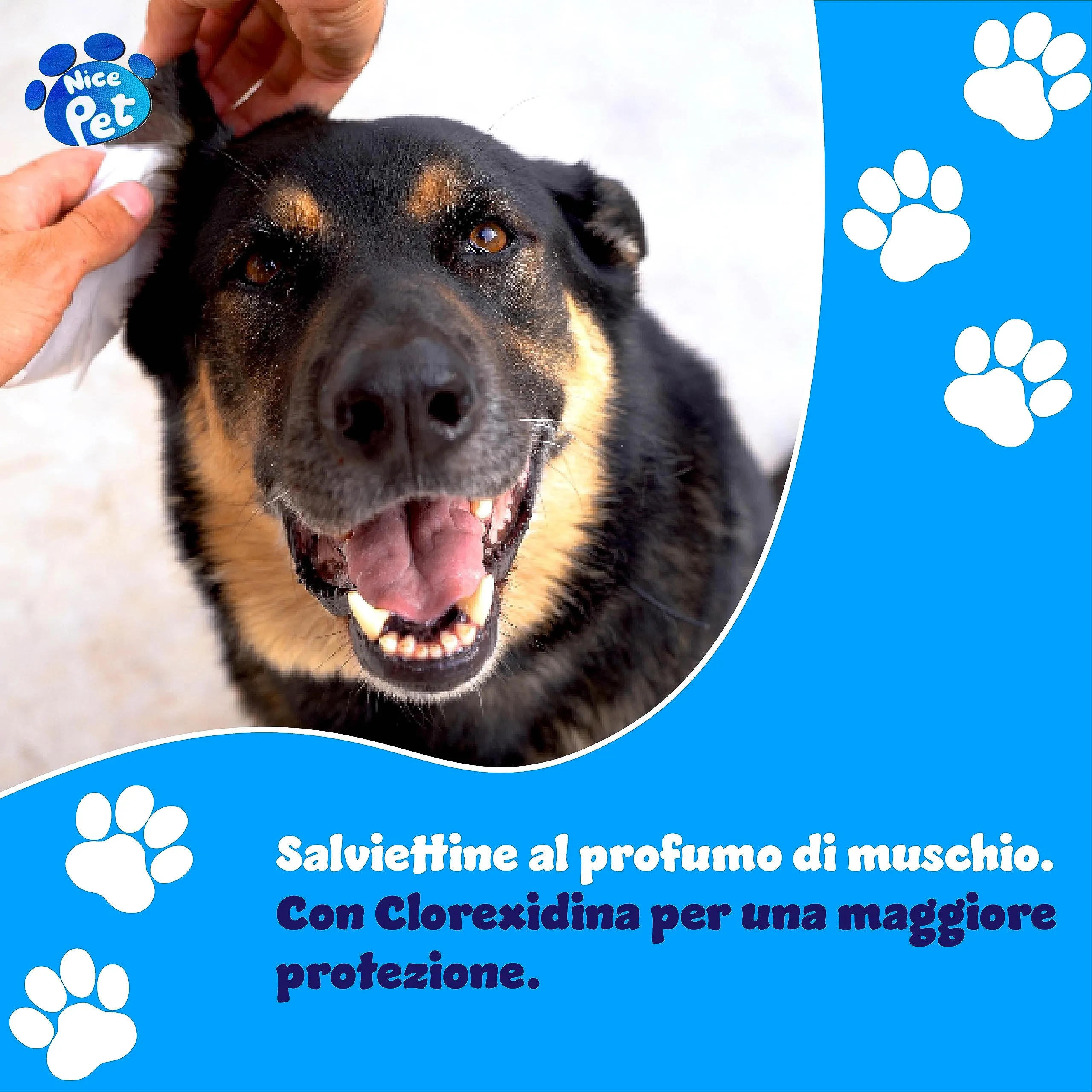 Nice Pet Salviette Multiuso Detergenti Igienizzanti per Cani e Gatti al Muschio con Clorexidina, 100 Salviette - immagine 4