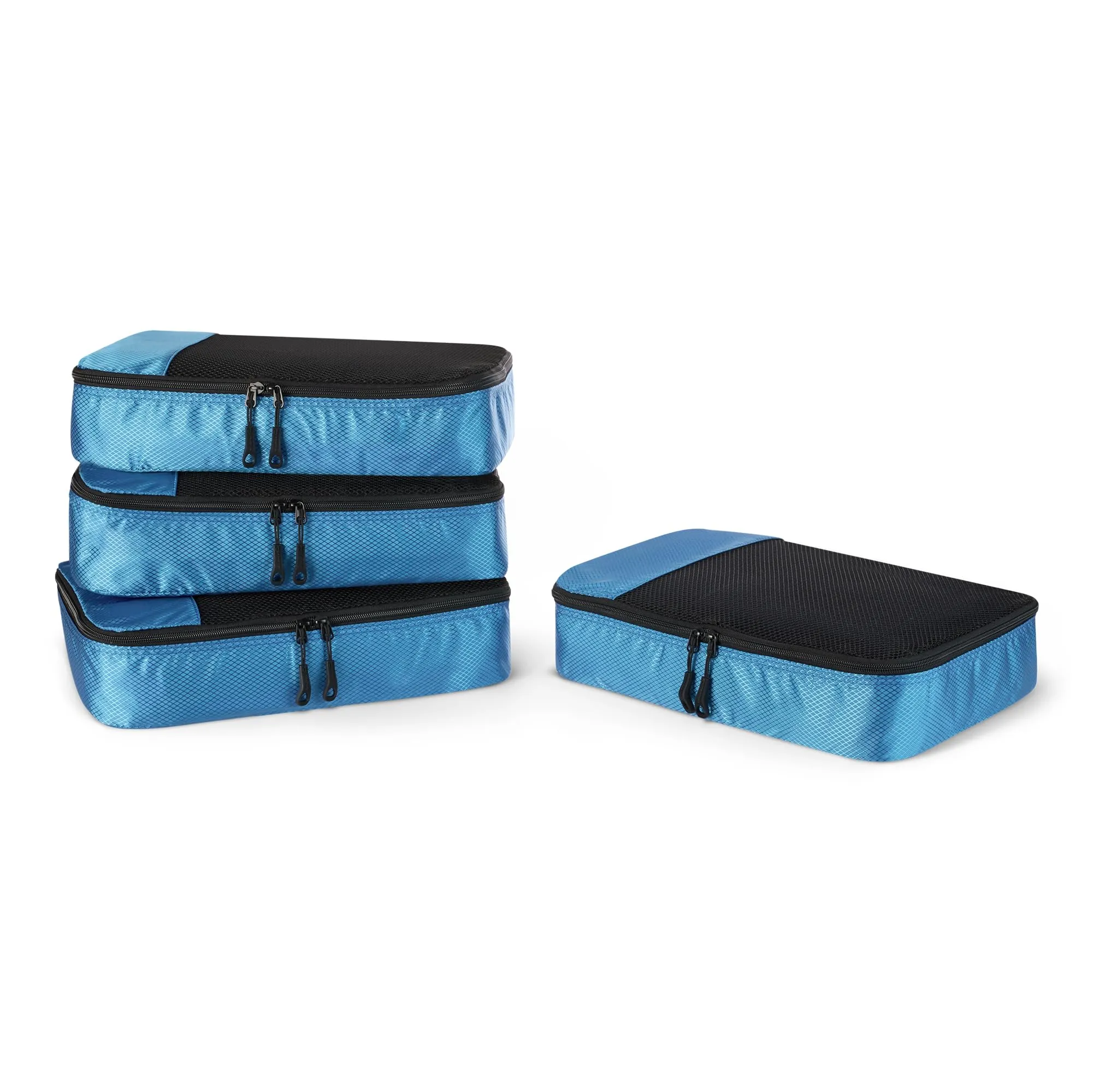 Amazon Essentials Set di 4 Packing Cube, Organizer per Bagagli in Poliestere, Medium, Blu Cielo - immagine 1