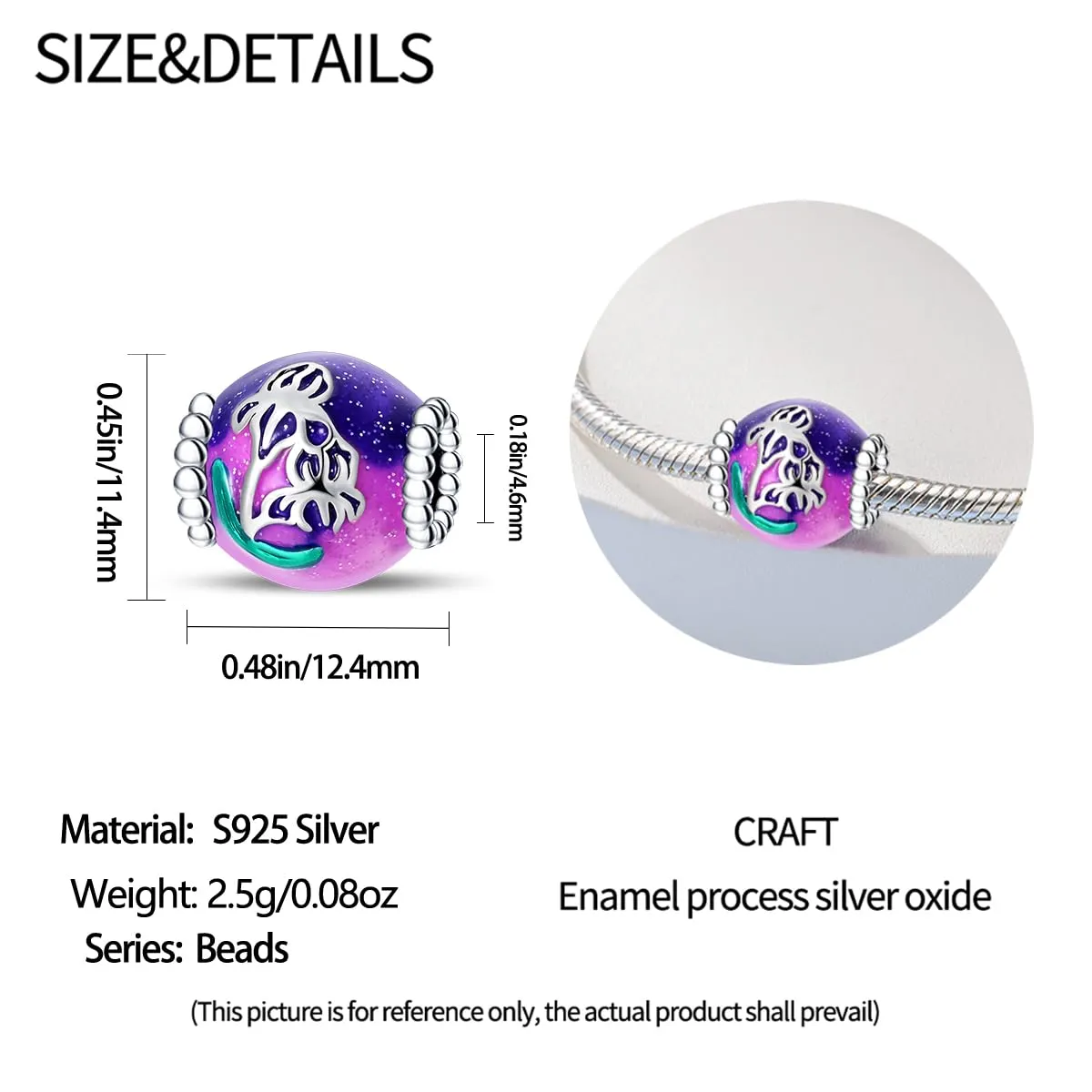 Pandach Bead Charm in Argento Sterling 925 con Cubic Zirconia per Braccialetti e Collane Europei - immagine 5