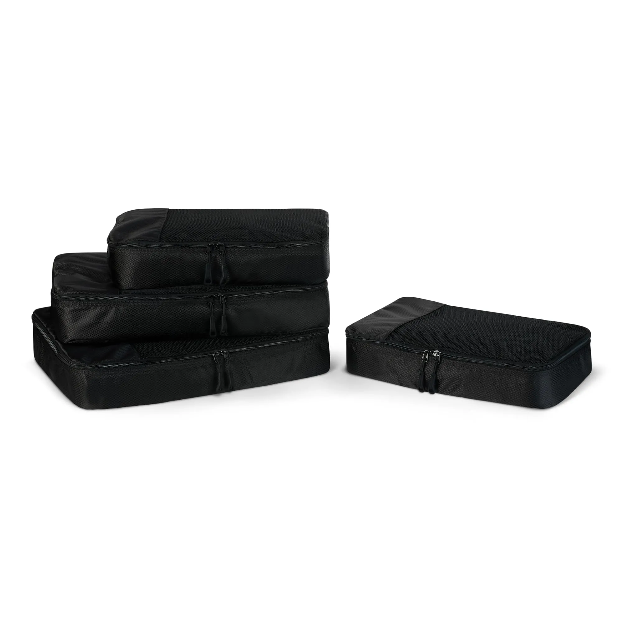 Amazon Essentials Set di 4 Packing Cube, Organizer per Bagagli, 2 Medium 2 Large, Nero - immagine 1