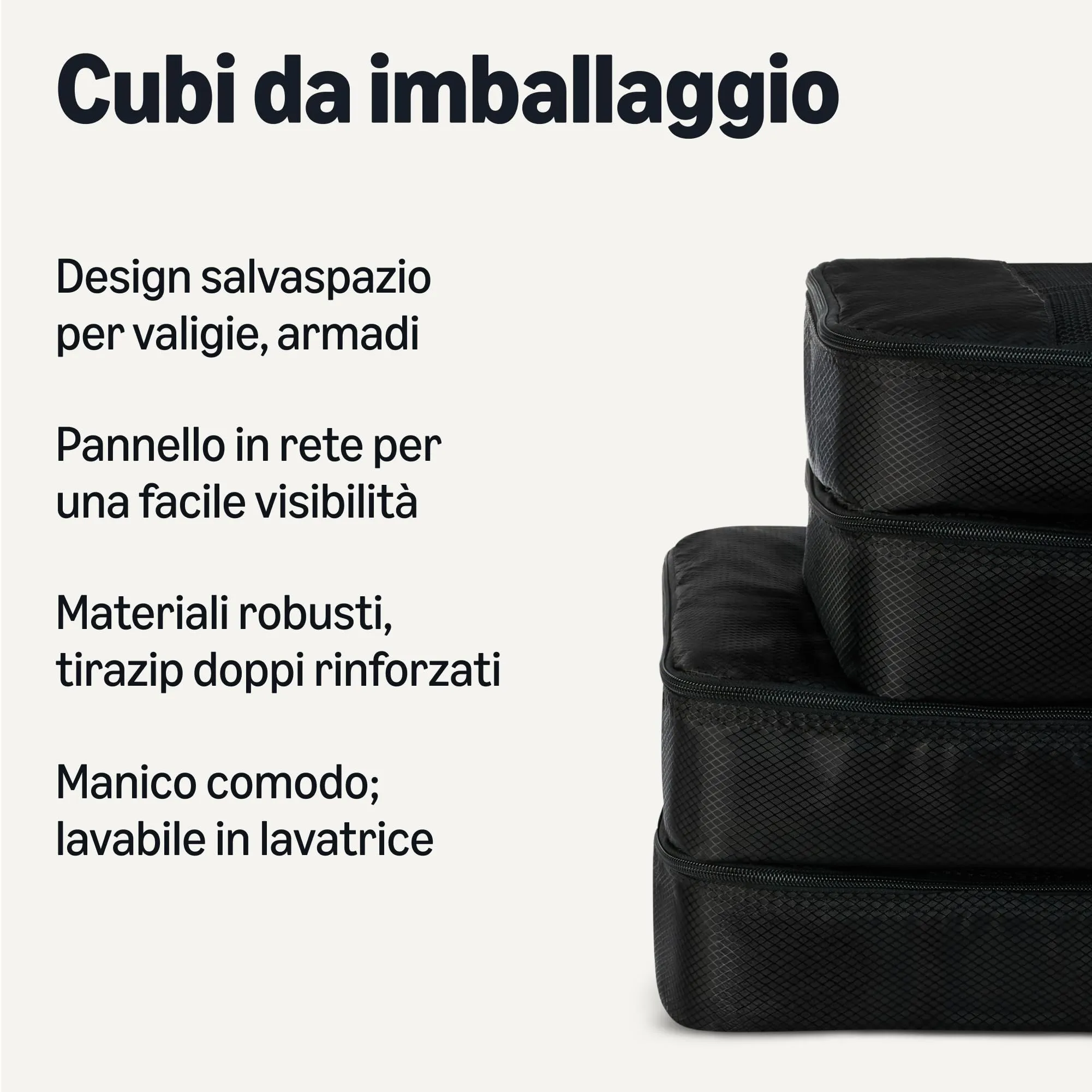 Amazon Essentials Set di 4 Packing Cube, Organizer per Bagagli, 2 Medium 2 Large, Nero - immagine 2