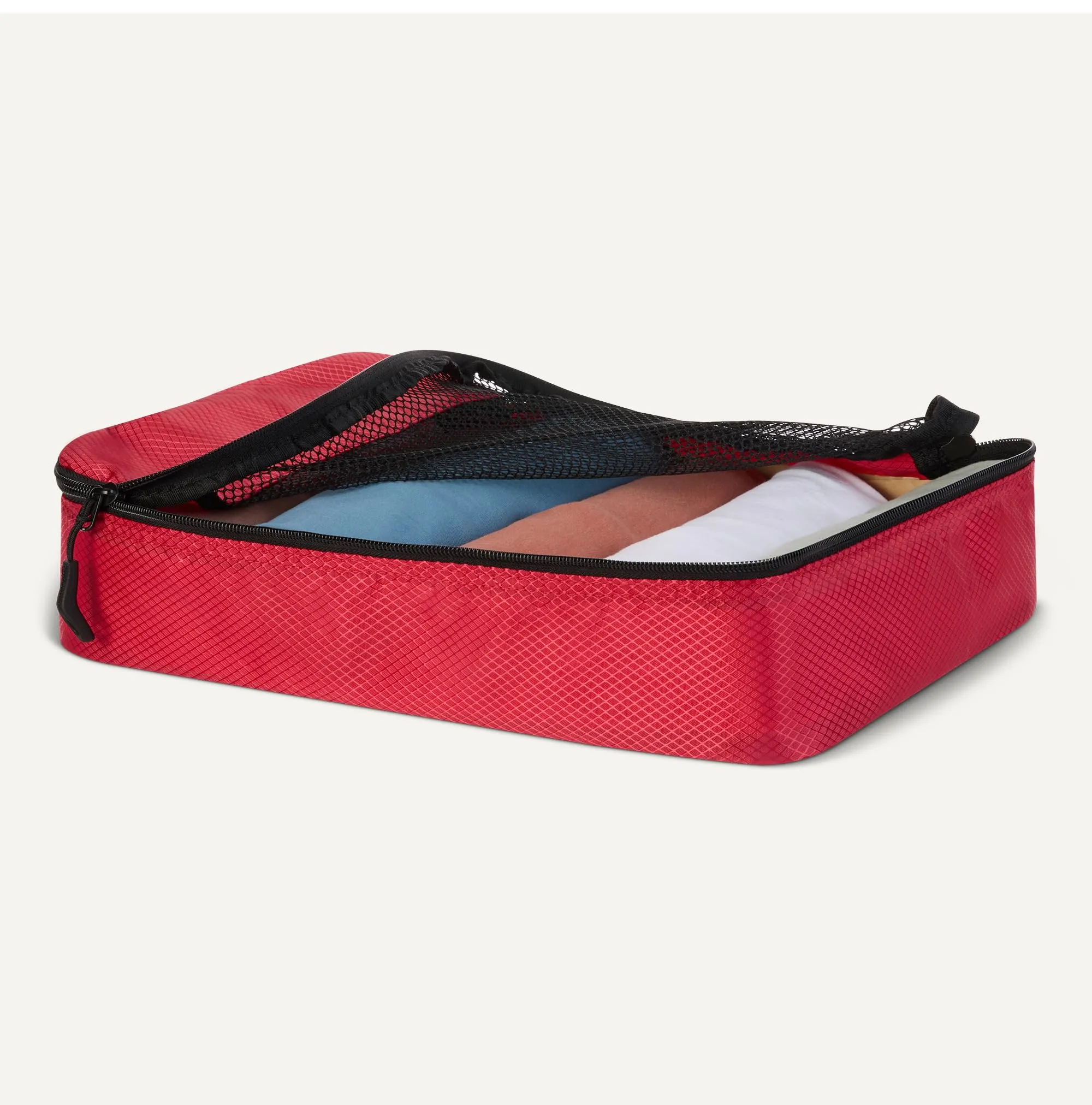 Amazon Essentials Set di 4 Packing Cube per Bagagli, Poliestere, S/M/L/Slim, Rosso - immagine 3