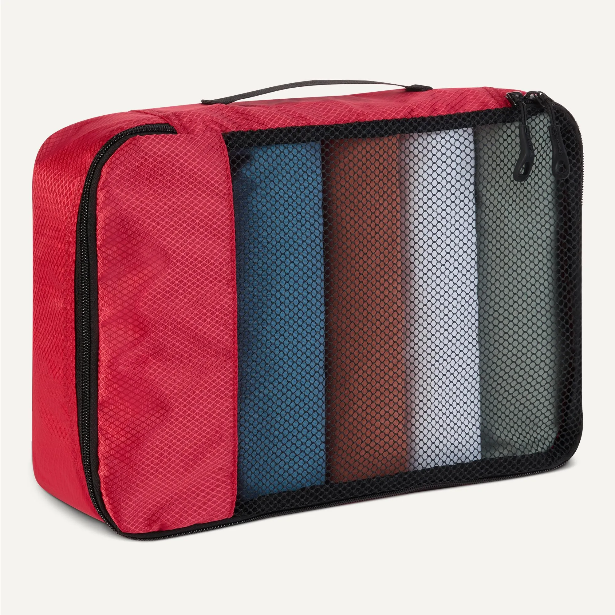 Amazon Essentials Set di 4 Packing Cube per Bagagli, Poliestere, S/M/L/Slim, Rosso - immagine 4