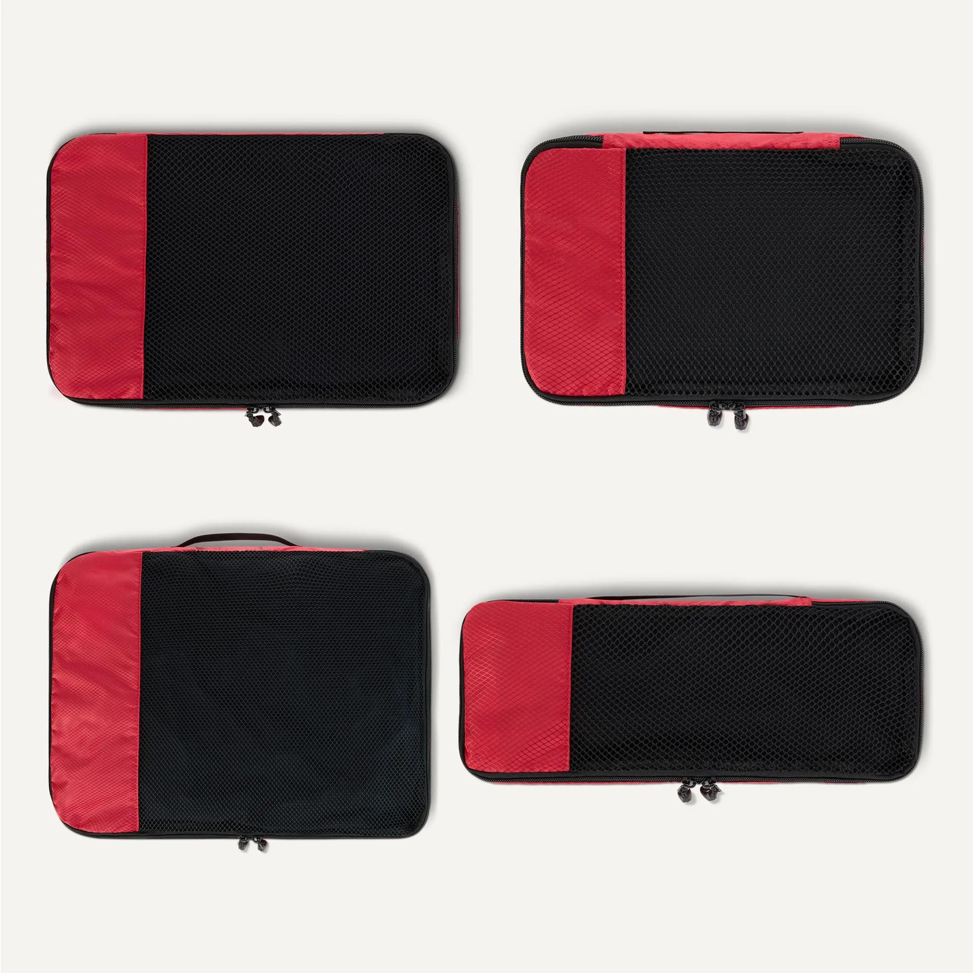 Amazon Essentials Set di 4 Packing Cube per Bagagli, Poliestere, S/M/L/Slim, Rosso - immagine 5