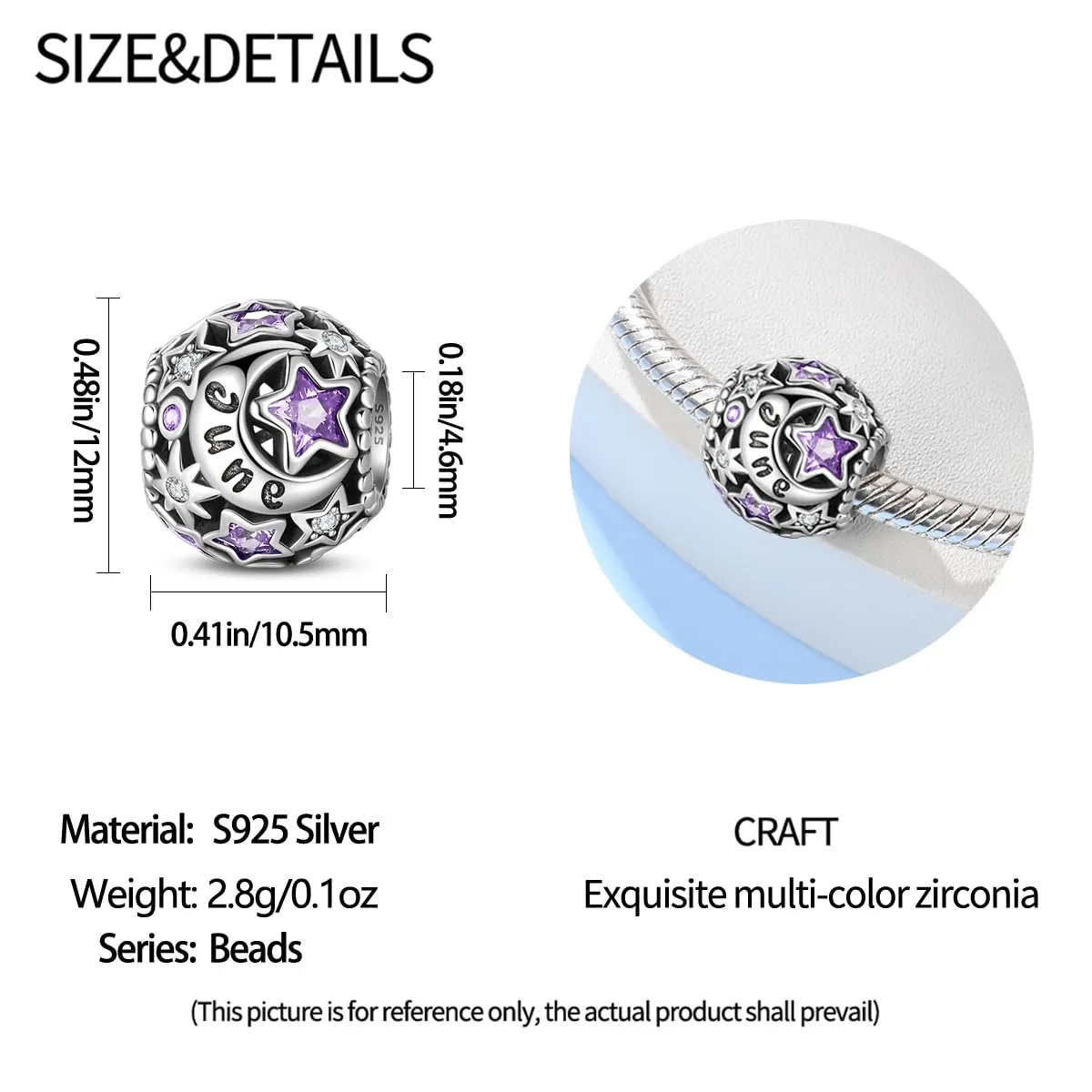 Pandach Bead Charm in Argento Sterling 925 con Cubic Zirconia per Braccialetti e Collane Europei - immagine 4