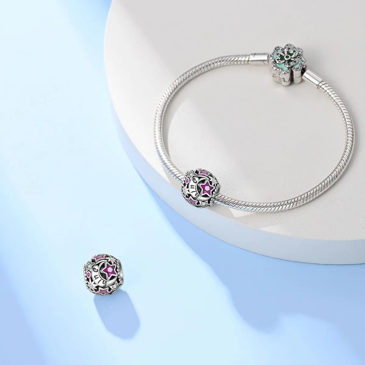 Pandach Bead Charm in Argento Sterling 925 con Cubic Zirconia per Braccialetti e Collane europei - immagine 2