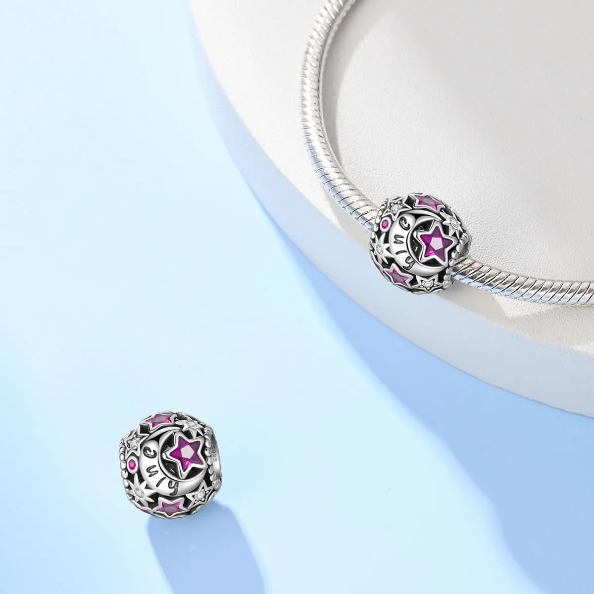 Pandach Bead Charm in Argento Sterling 925 con Cubic Zirconia per Braccialetti e Collane europei - immagine 3