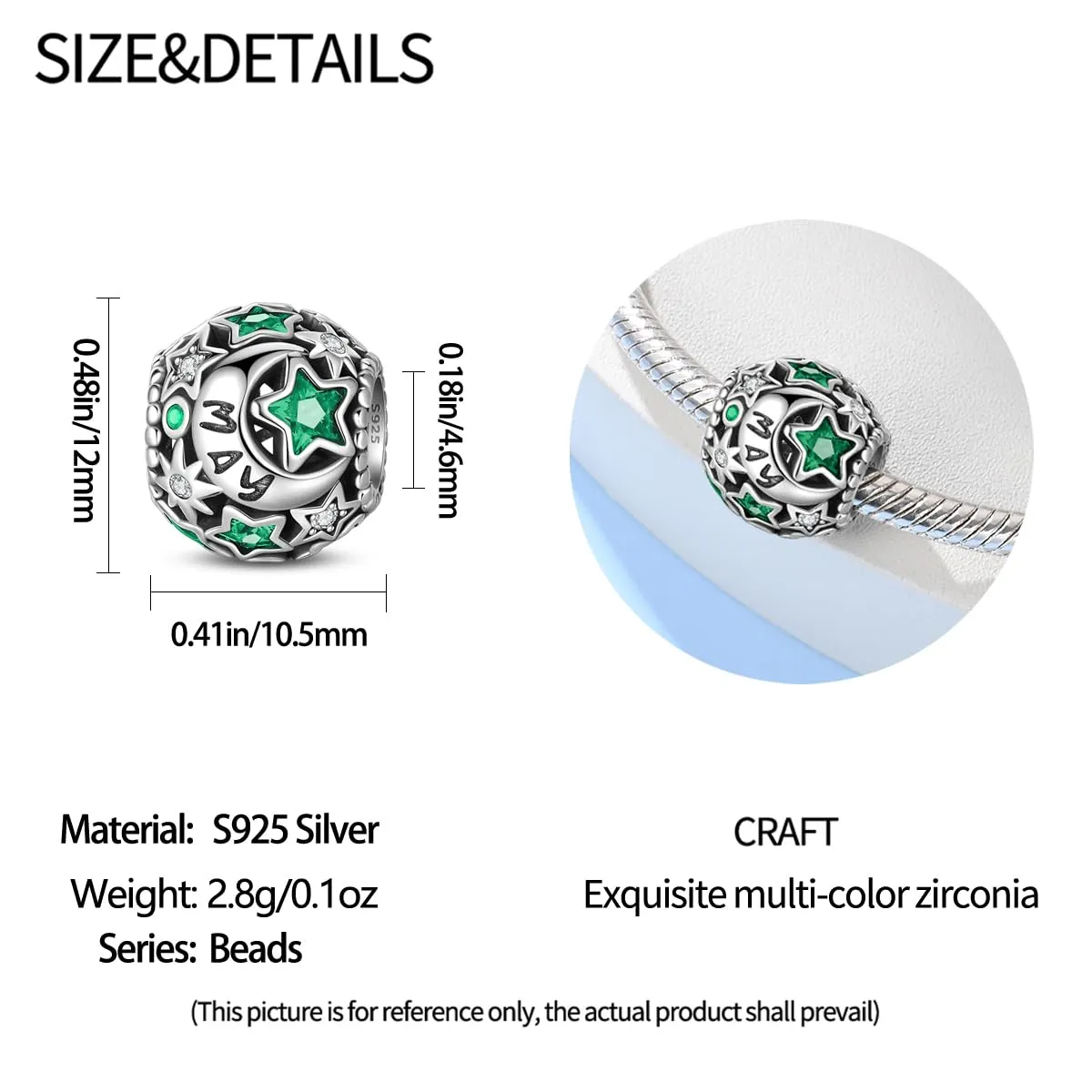 Pandach Bead Charm in Argento Sterling 925 con Cubic Zirconia per Braccialetti e Collane Europee - immagine 4