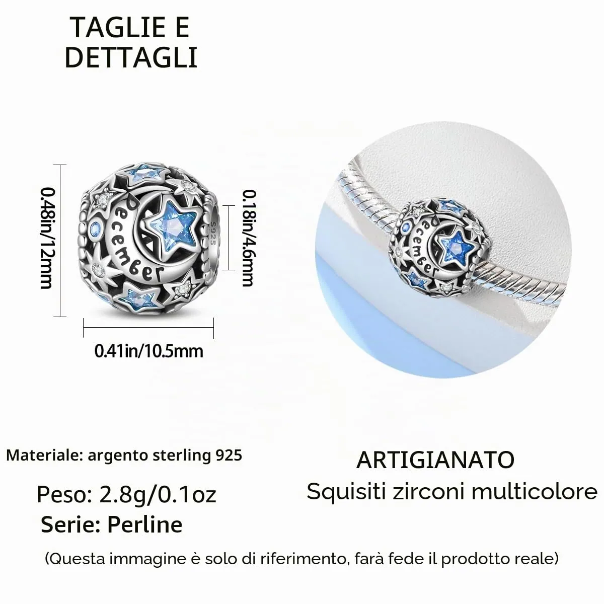 Pandach Bead Charm in Argento Sterling 925 con Cubic Zirconia per Braccialetti e Collane Europei - immagine 4