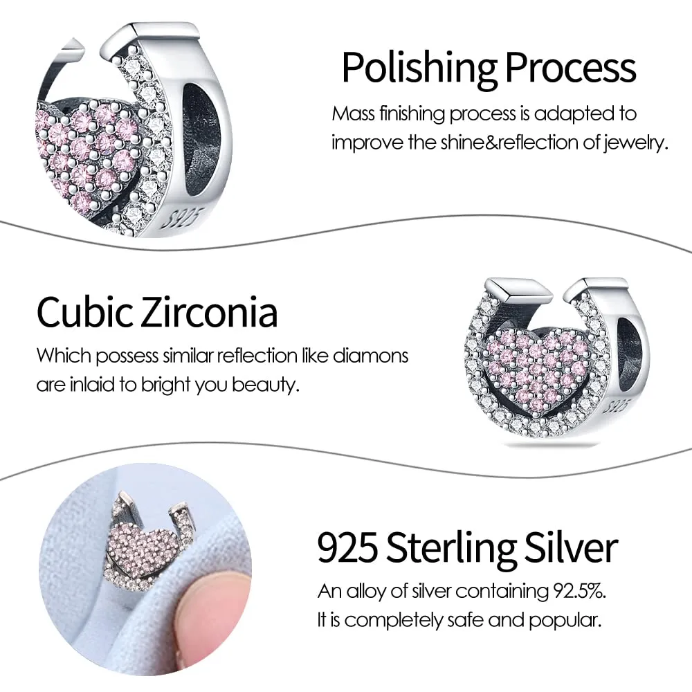 KUNSIR Bead Charm Ciondolo Argento Sterling 925 con Cubic Zirconia per Pandora Braccialetti e Collane Europei - immagine 4