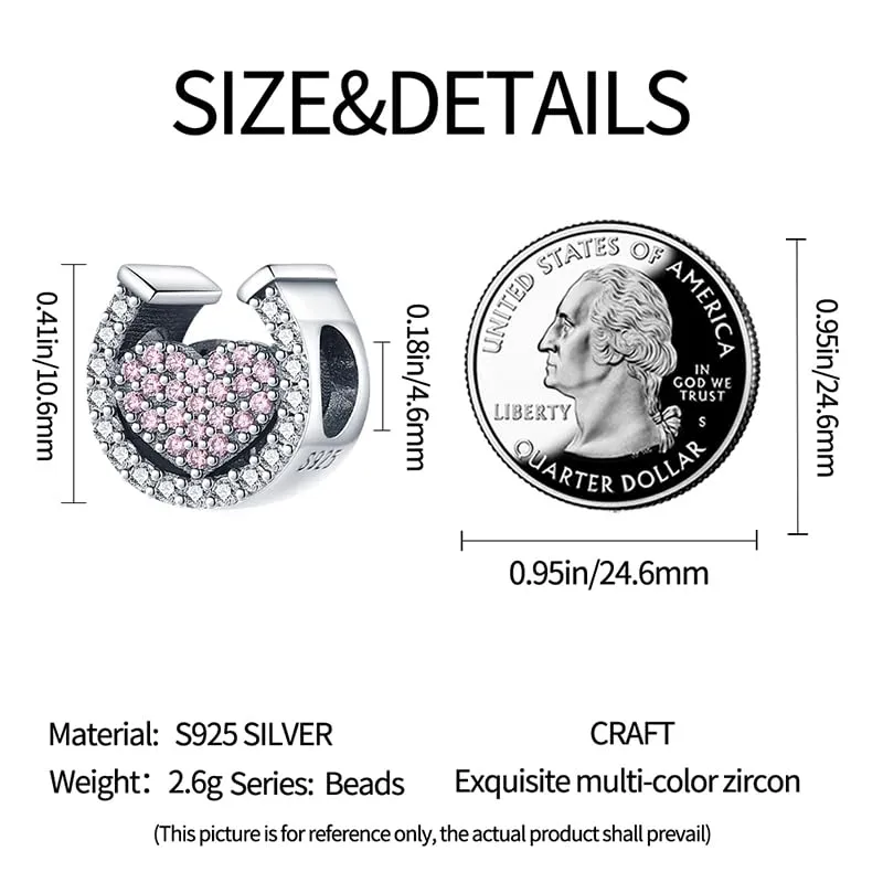 KUNSIR Bead Charm Ciondolo Argento Sterling 925 con Cubic Zirconia per Pandora Braccialetti e Collane Europei - immagine 6
