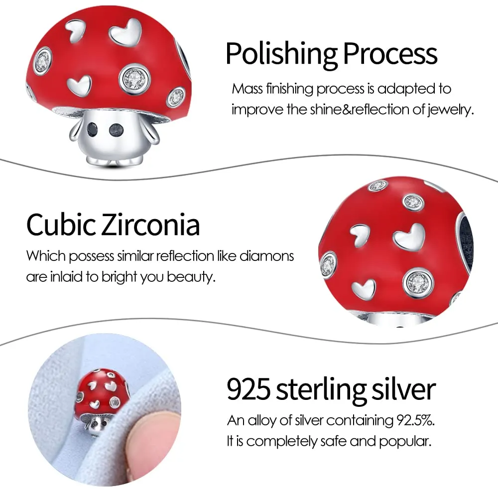 KUNSIR Bead Charm in Argento Sterling 925 con Cubic Zirconia, Compatibile con Braccialetti e Collane Europei - immagine 3