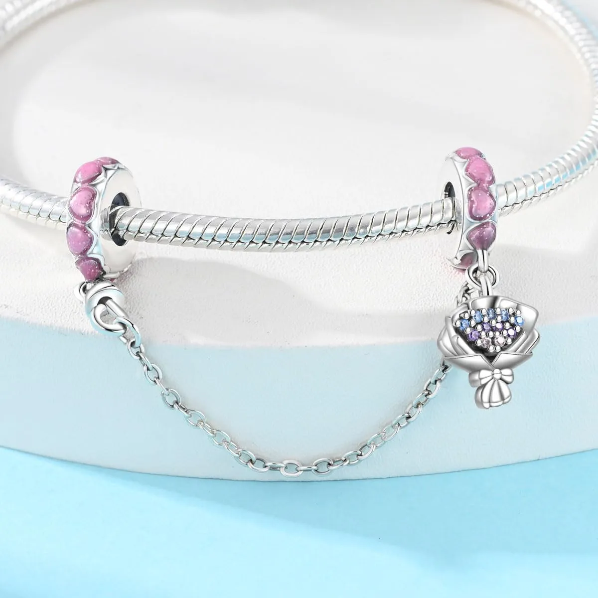 KUNSIR Bead Charm Ciondolo Argento Sterling 925 con Cubic Zirconia per Pandora Braccialetti e Collane Europee - immagine 2