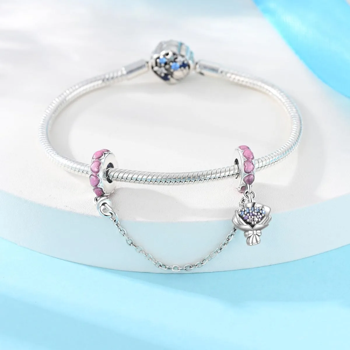 KUNSIR Bead Charm Ciondolo Argento Sterling 925 con Cubic Zirconia per Pandora Braccialetti e Collane Europee - immagine 3