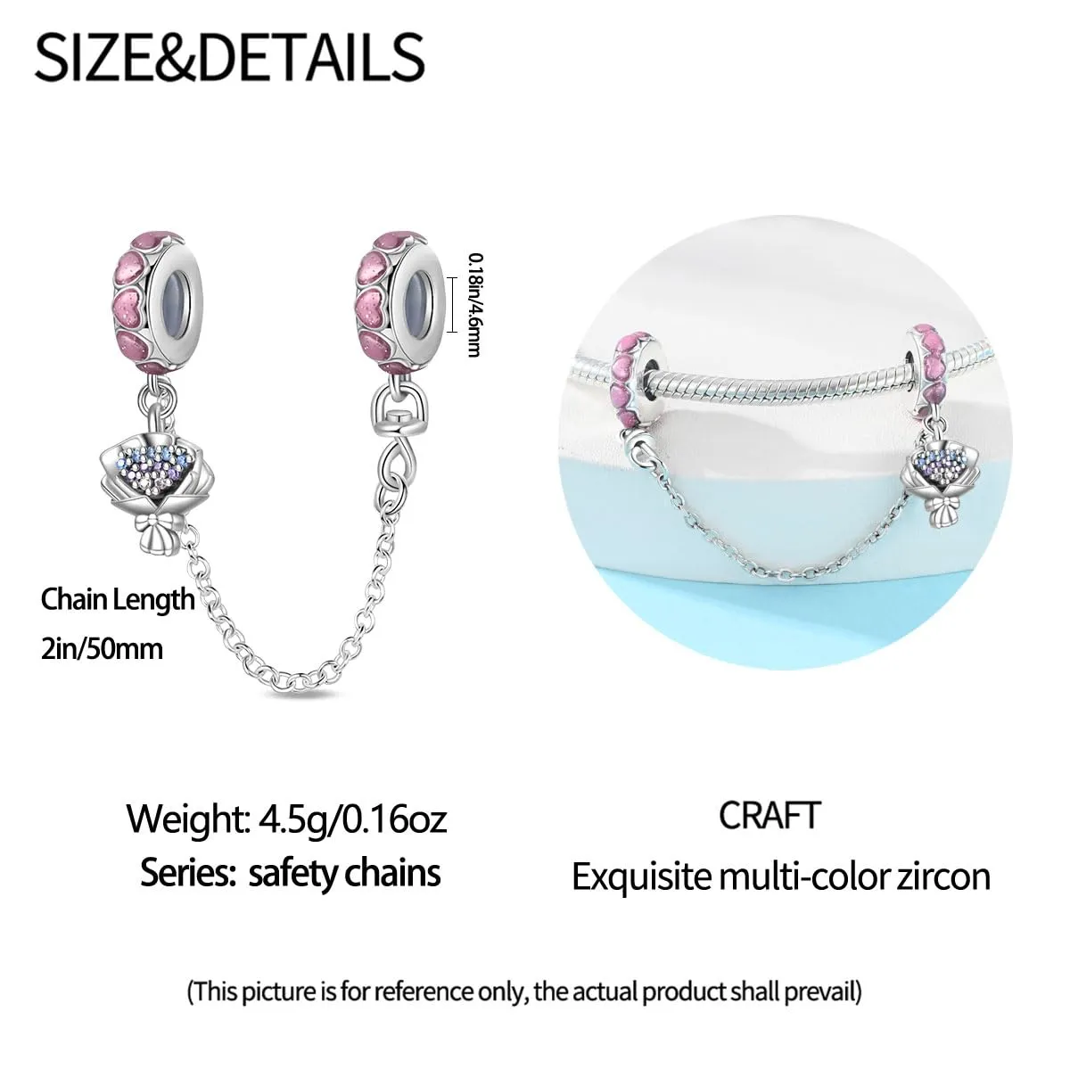 KUNSIR Bead Charm Ciondolo Argento Sterling 925 con Cubic Zirconia per Pandora Braccialetti e Collane Europee - immagine 5