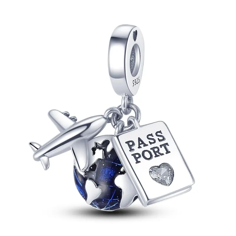 KUNSIR Bead Charm Ciondolo Argento Sterling 925 con Cubic Zirconia per Braccialetti e Collane Europei - immagine 1