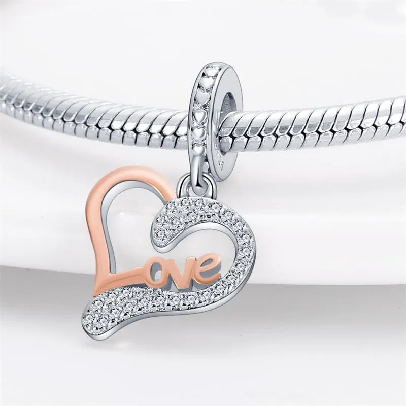 KUNSIR Bead Charm Ciondolo Argento Sterling 925 con Cubic Zirconia per Braccialetti e Collane Europei - immagine 2