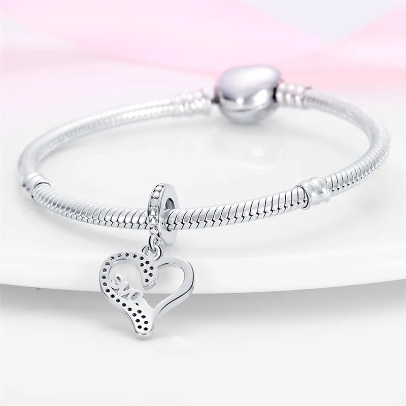 KUNSIR Bead Charm Ciondolo Argento Sterling 925 con Cubic Zirconia per Braccialetti e Collane Europei - immagine 3