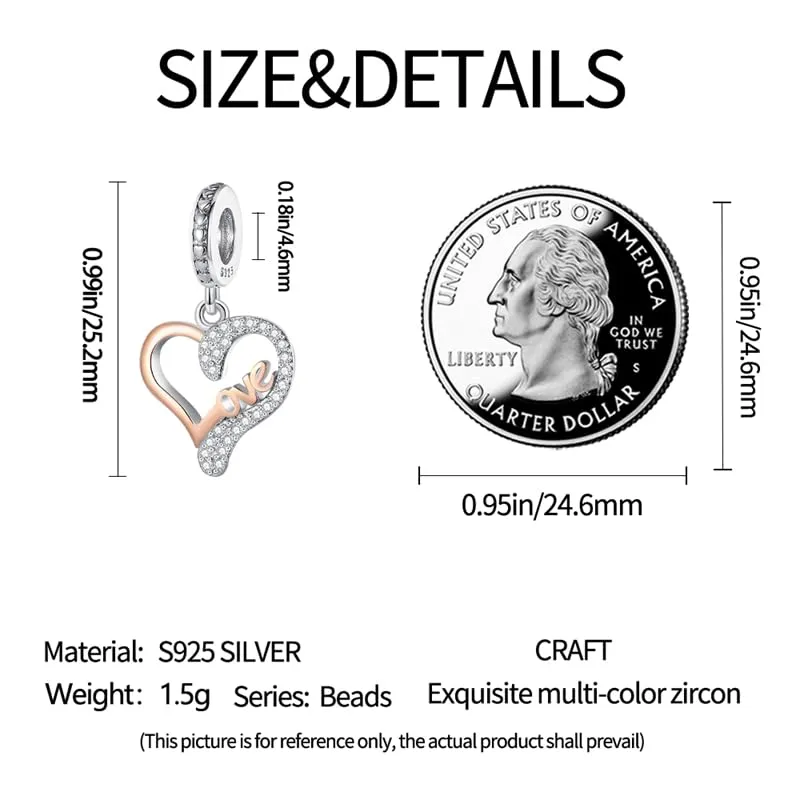 KUNSIR Bead Charm Ciondolo Argento Sterling 925 con Cubic Zirconia per Braccialetti e Collane Europei - immagine 5