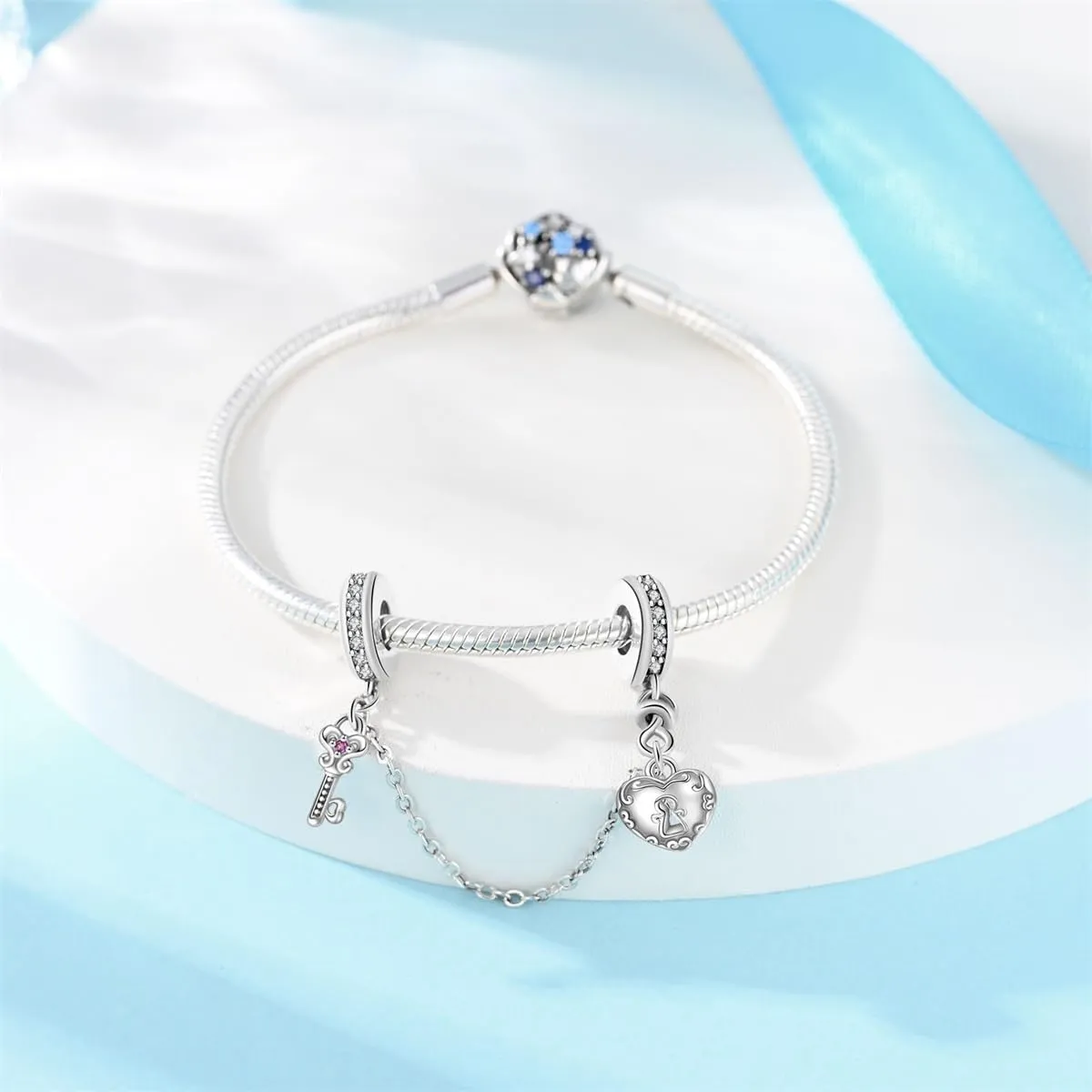 KUNSIR Bead Charm in Argento Sterling 925 con Cubic Zirconia per Braccialetti e Collane Europei - immagine 3