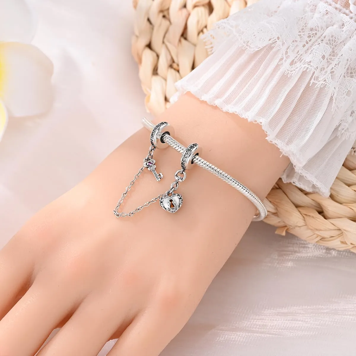 KUNSIR Bead Charm in Argento Sterling 925 con Cubic Zirconia per Braccialetti e Collane Europei - immagine 4