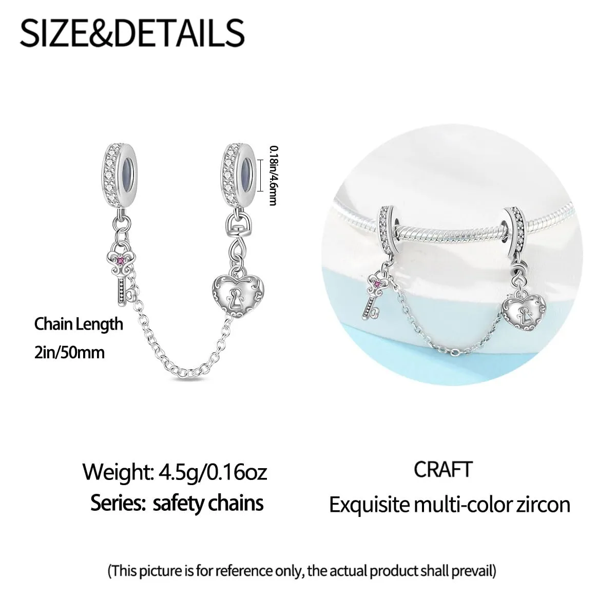 KUNSIR Bead Charm in Argento Sterling 925 con Cubic Zirconia per Braccialetti e Collane Europei - immagine 5