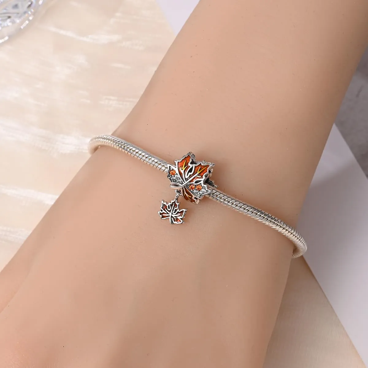KUNSIR Bead Charm Ciondolo Argento Sterling 925 con Cubic Zirconia per Braccialetti e Collane Europei - immagine 4