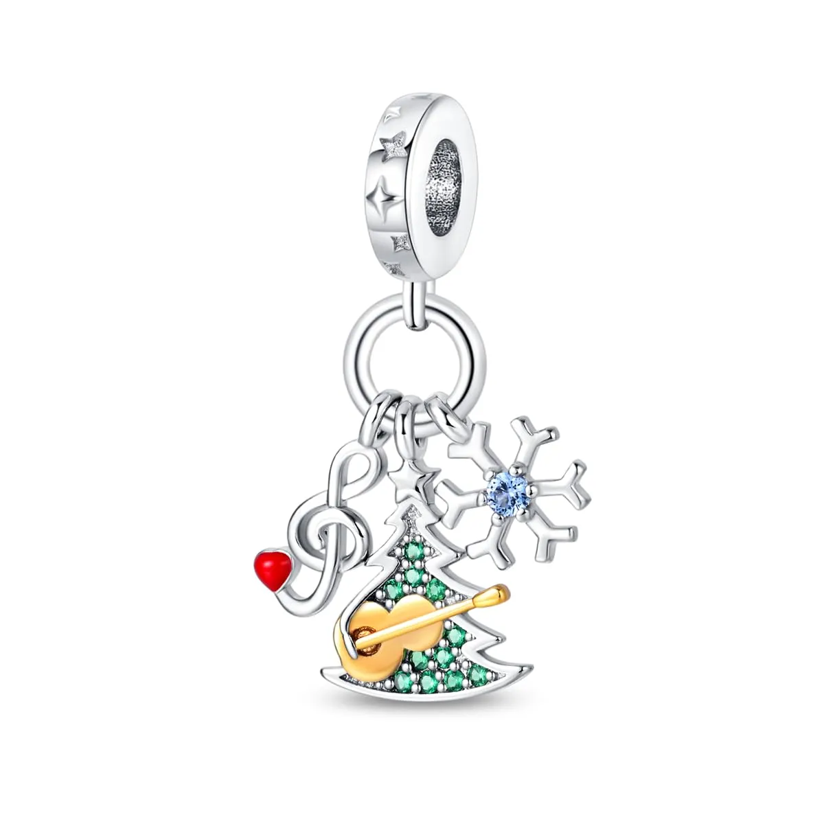 KUNSIR Bead Charm Ciondolo Argento Sterling 925 con Cubic Zirconia per Braccialetti e Collane Europei - immagine 1