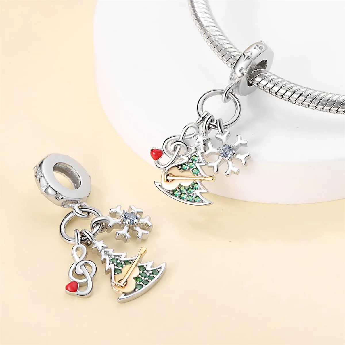 KUNSIR Bead Charm Ciondolo Argento Sterling 925 con Cubic Zirconia per Braccialetti e Collane Europei - immagine 2