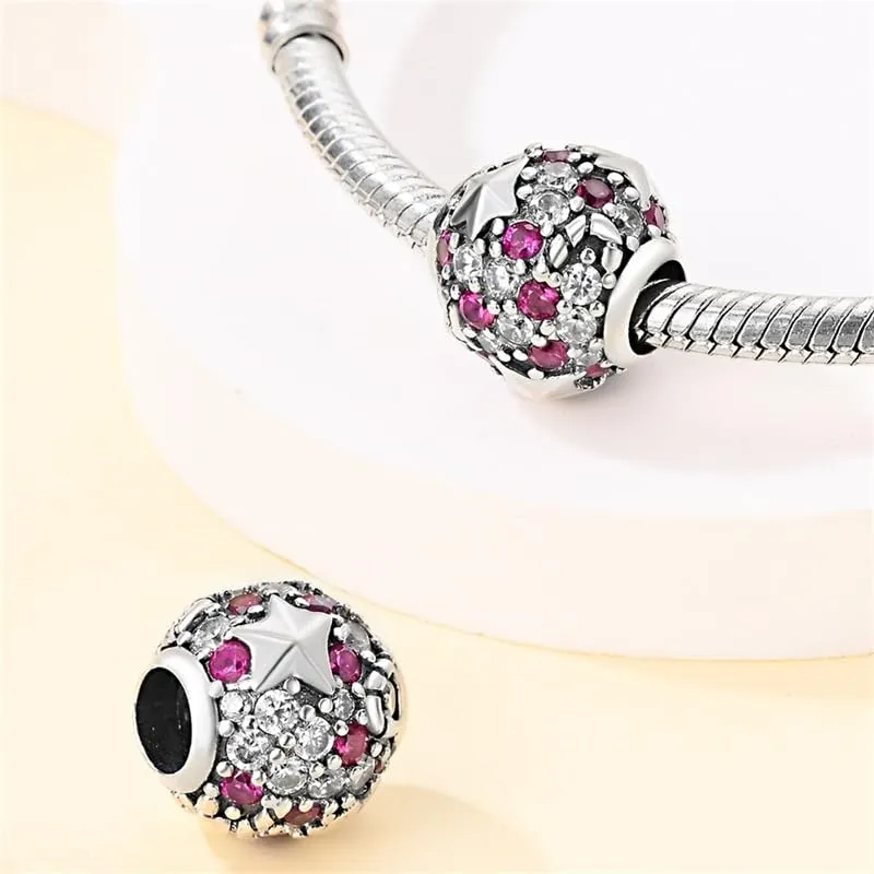 KUNSIR Bead Charm in Argento Sterling 925 con Cubic Zirconia per Braccialetti e Collane Europei - immagine 2