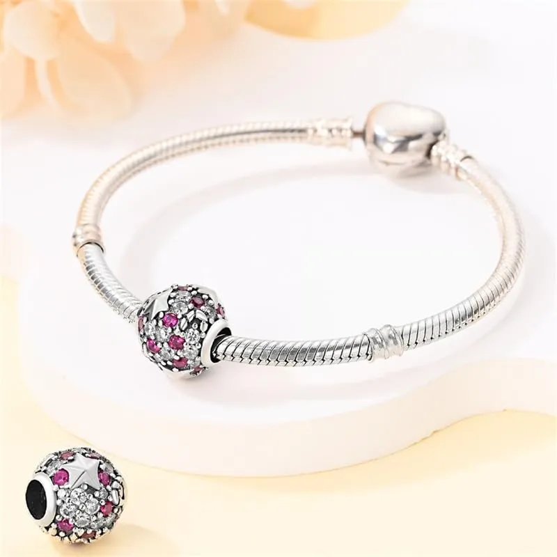 KUNSIR Bead Charm in Argento Sterling 925 con Cubic Zirconia per Braccialetti e Collane Europei - immagine 3