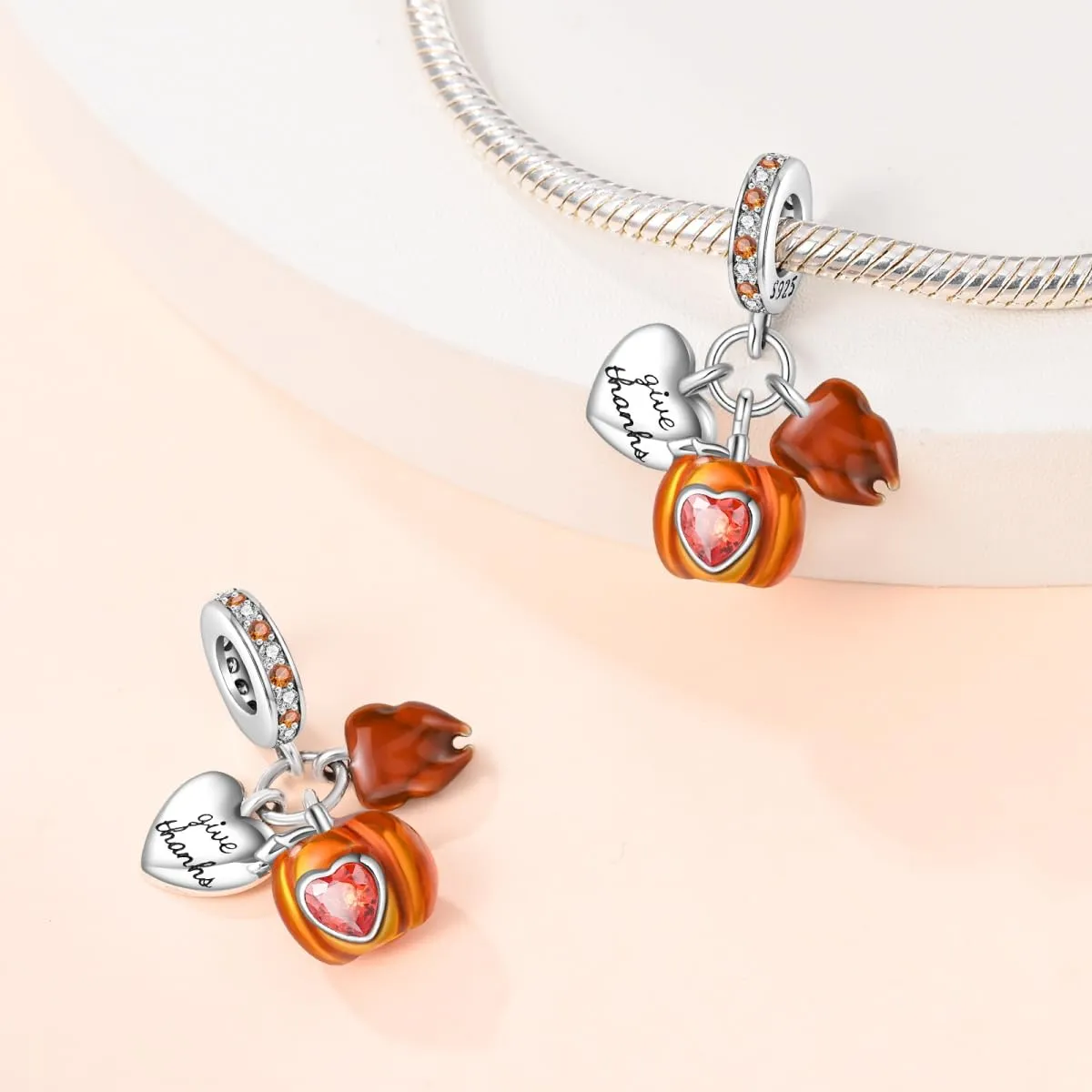 KUNSIR Bead Charm Ciondolo Argento Sterling 925 con Cubic Zirconia per Braccialetti e Collane Europei - immagine 2