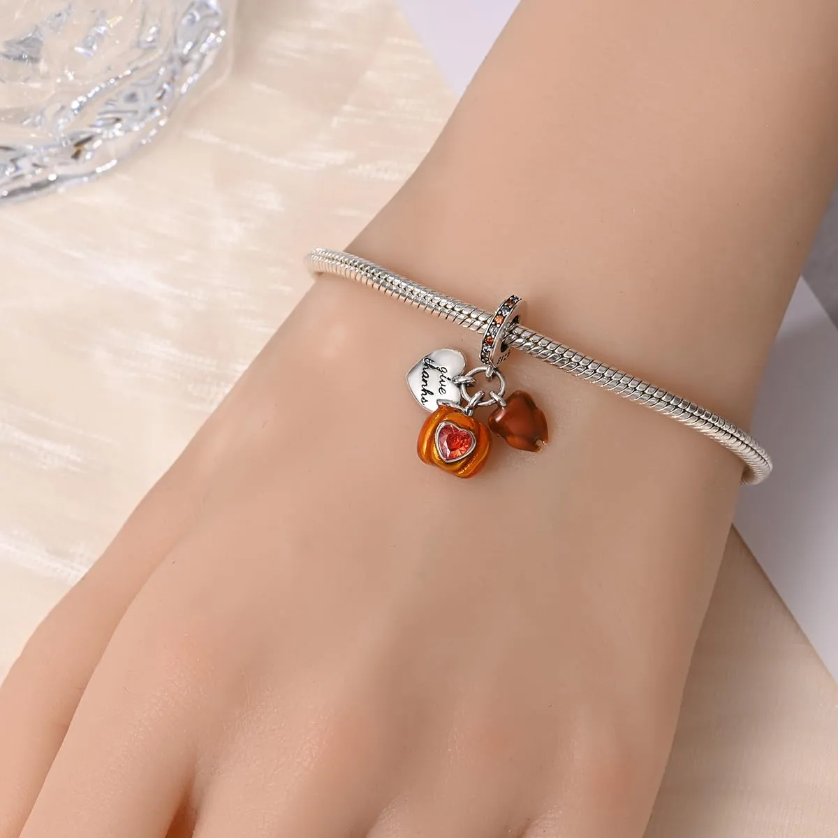 KUNSIR Bead Charm Ciondolo Argento Sterling 925 con Cubic Zirconia per Braccialetti e Collane Europei - immagine 4