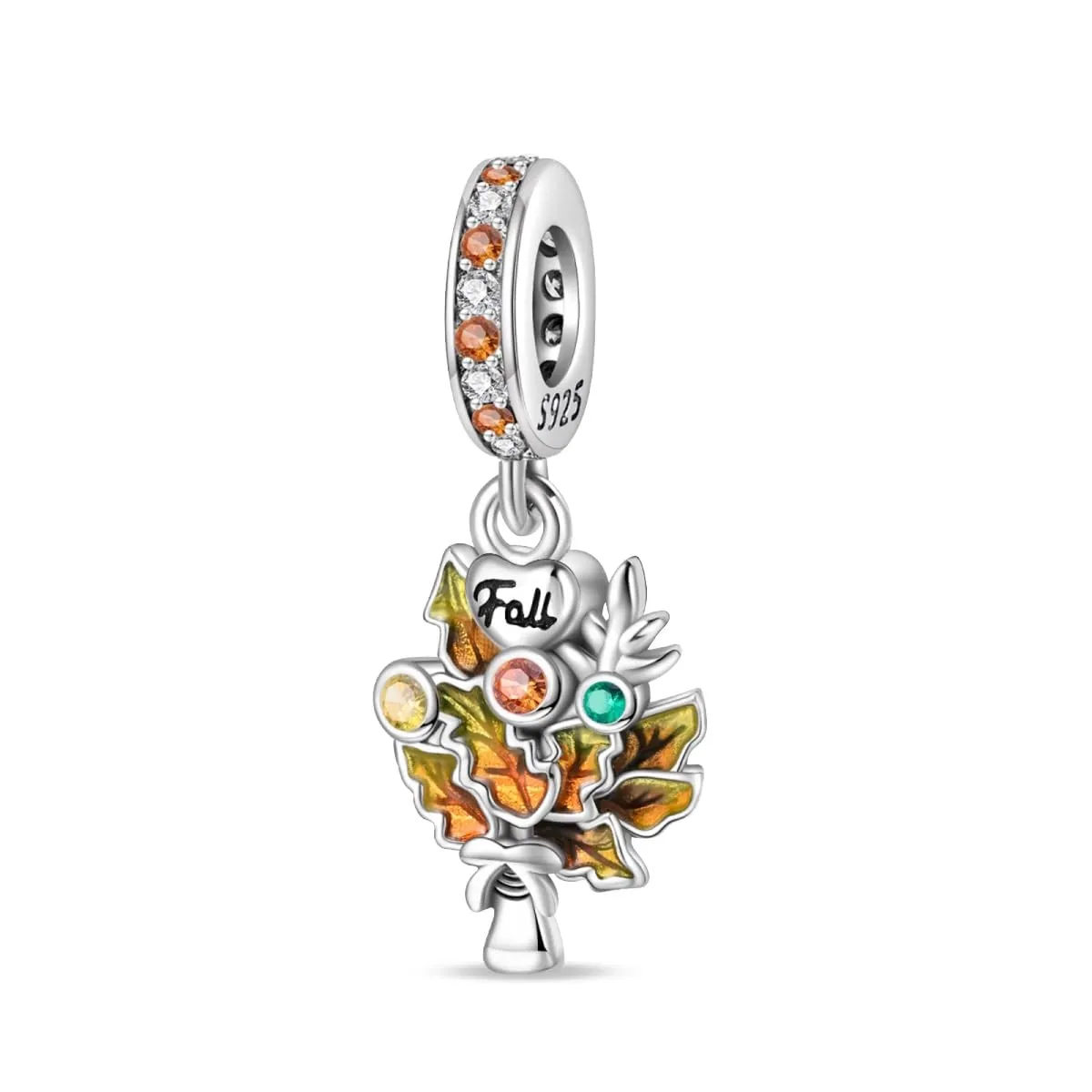 KUNSIR Bead Charm Ciondolo Argento Sterling 925 con Cubic Zirconia per Pandora Braccialetti e Collane Europei - immagine 1