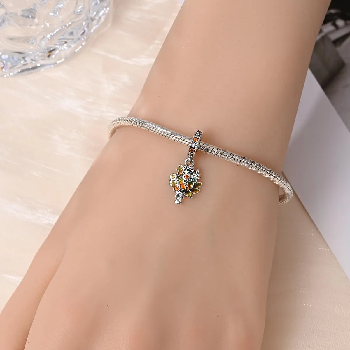 KUNSIR Bead Charm Ciondolo Argento Sterling 925 con Cubic Zirconia per Pandora Braccialetti e Collane Europei - immagine 4