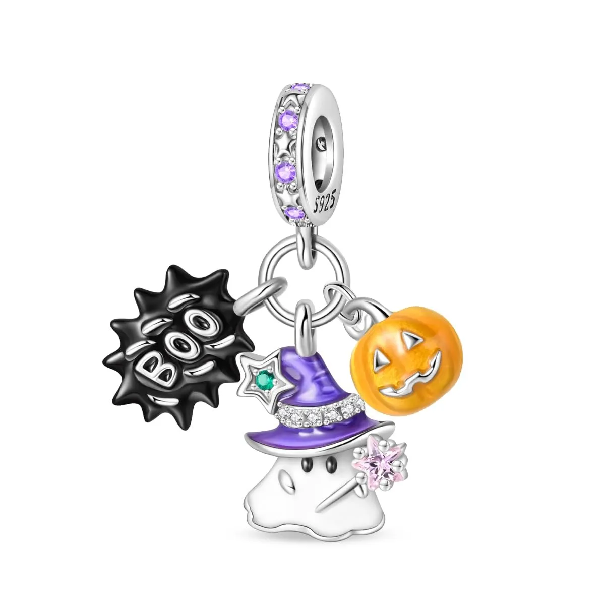 KUNSIR Bead Charm Ciondolo Argento Sterling 925 con Cubic Zirconia per Pandora, Braccialetti e Collane Europee - immagine 1