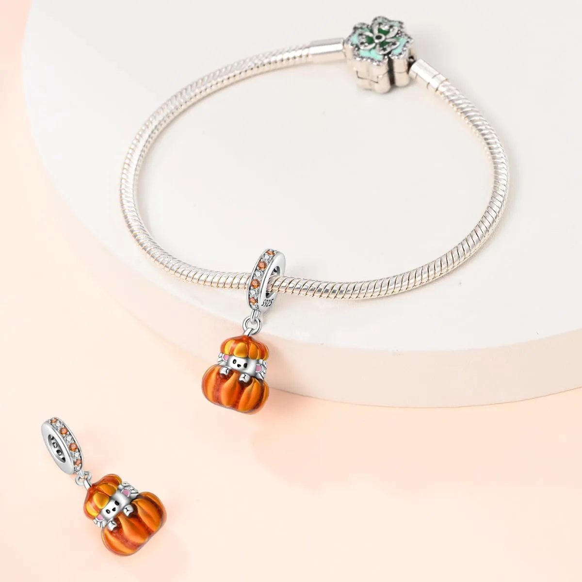 KUNSIR Bead Charm in Argento Sterling 925 con Cubic Zirconia per Braccialetti e Collane Europei - immagine 3
