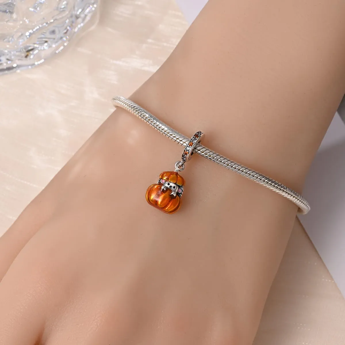KUNSIR Bead Charm in Argento Sterling 925 con Cubic Zirconia per Braccialetti e Collane Europei - immagine 4