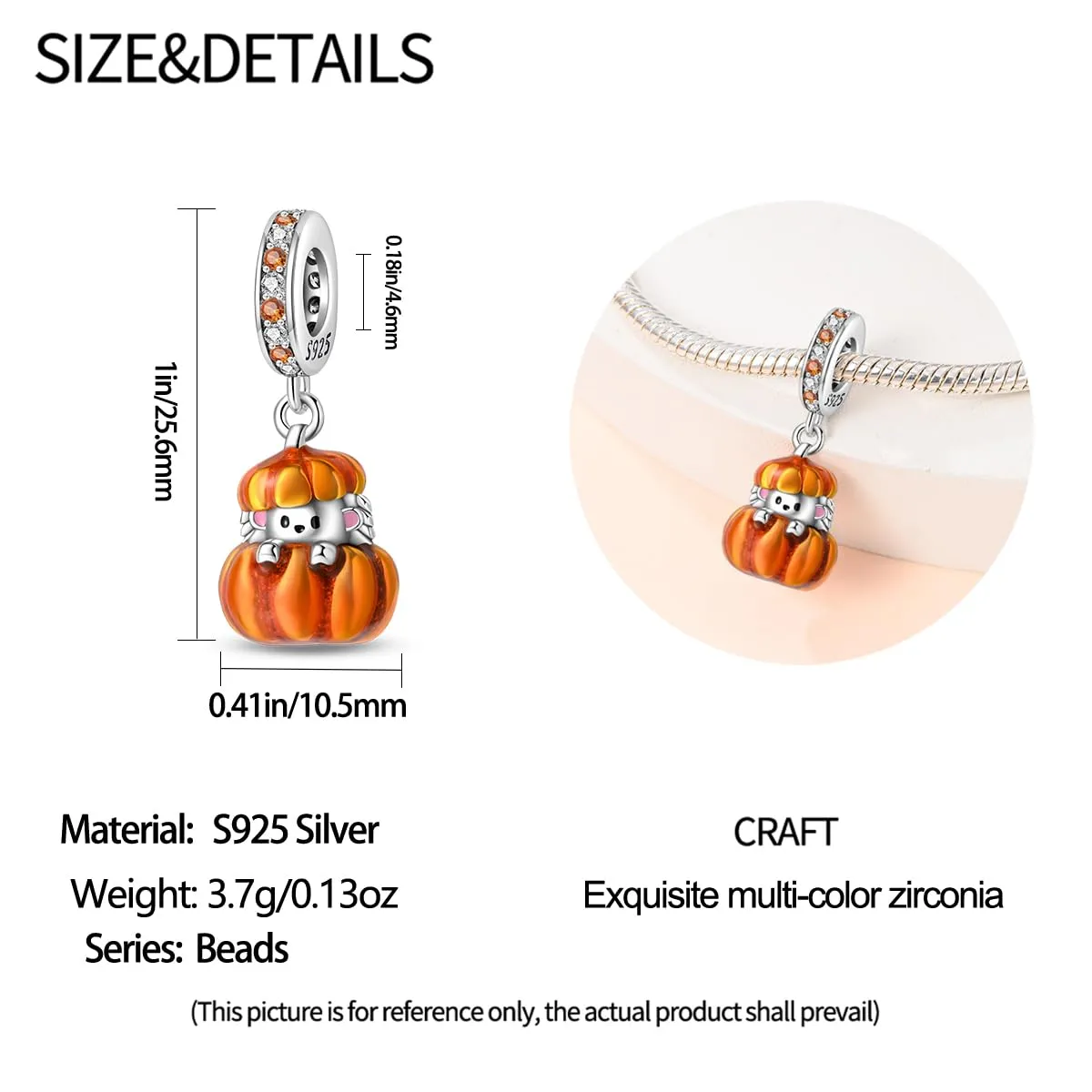 KUNSIR Bead Charm in Argento Sterling 925 con Cubic Zirconia per Braccialetti e Collane Europei - immagine 5