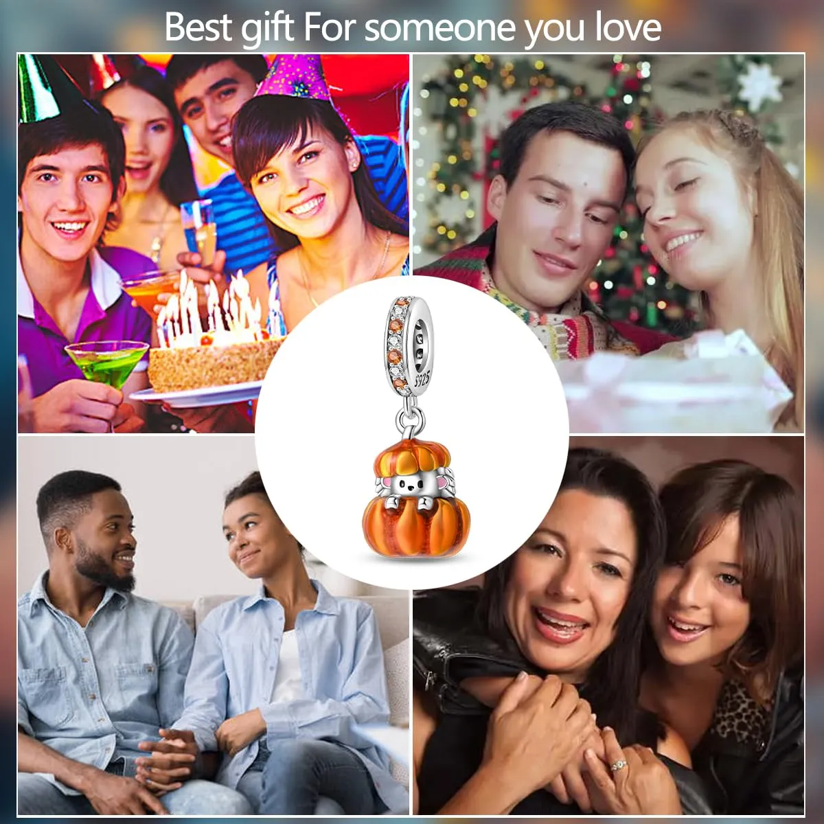 KUNSIR Bead Charm in Argento Sterling 925 con Cubic Zirconia per Braccialetti e Collane Europei - immagine 6