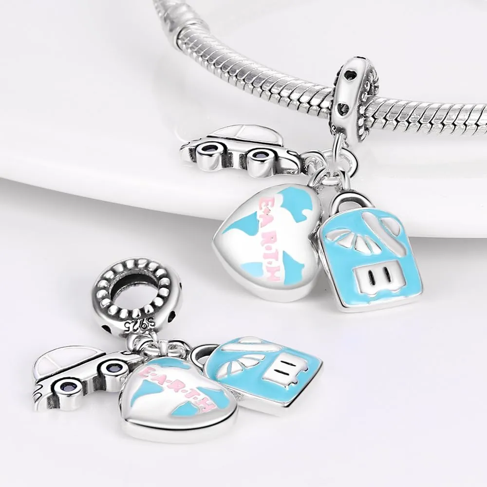 KUNSIR Bead Charm Ciondolo Argento Sterling 925 con Cubic Zirconia per Braccialetti e Collane Europei - immagine 2