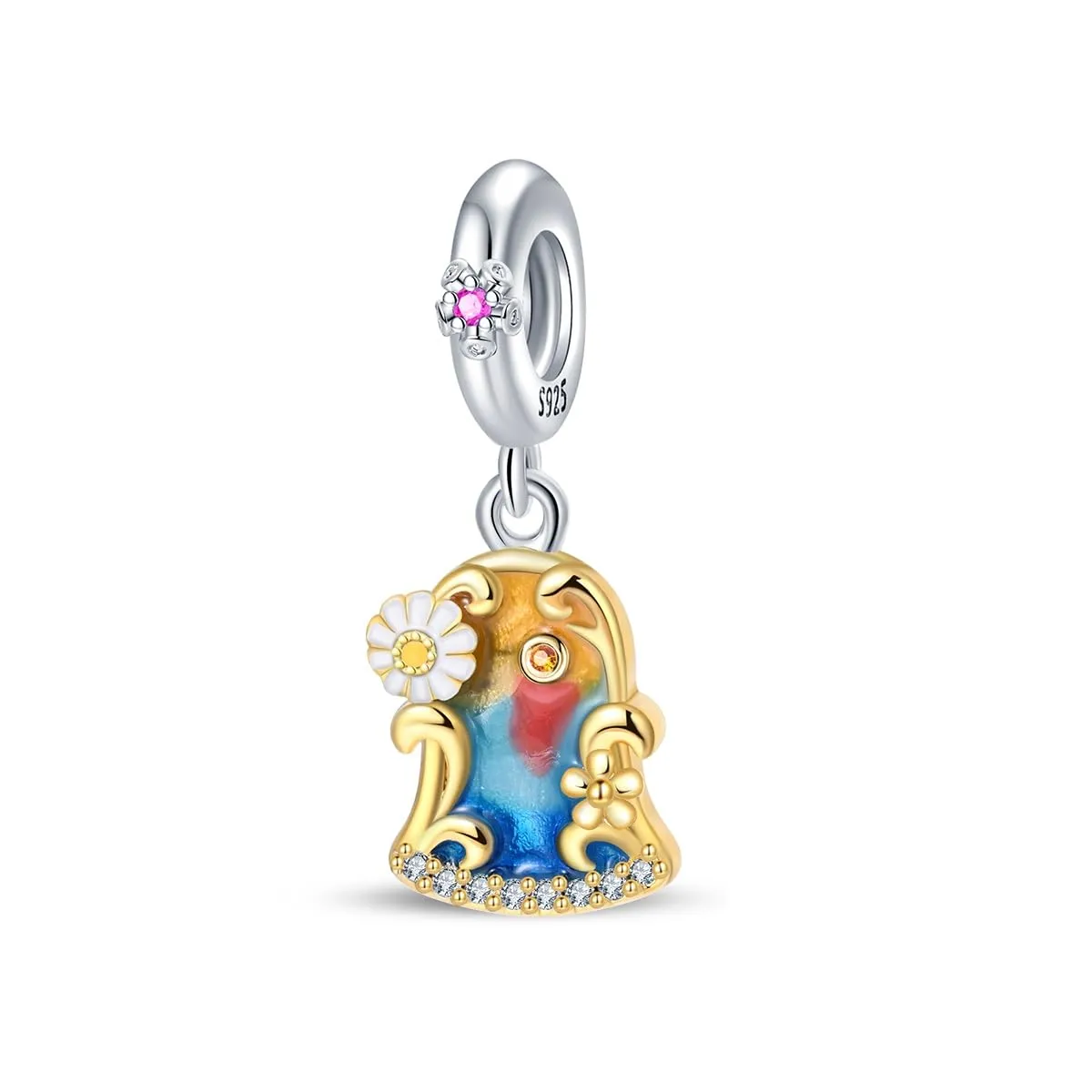 Pandach Bead Charm Ciondolo Argento Sterling 925 con Cubic Zirconia per Braccialetti e Collane Europei - immagine 1