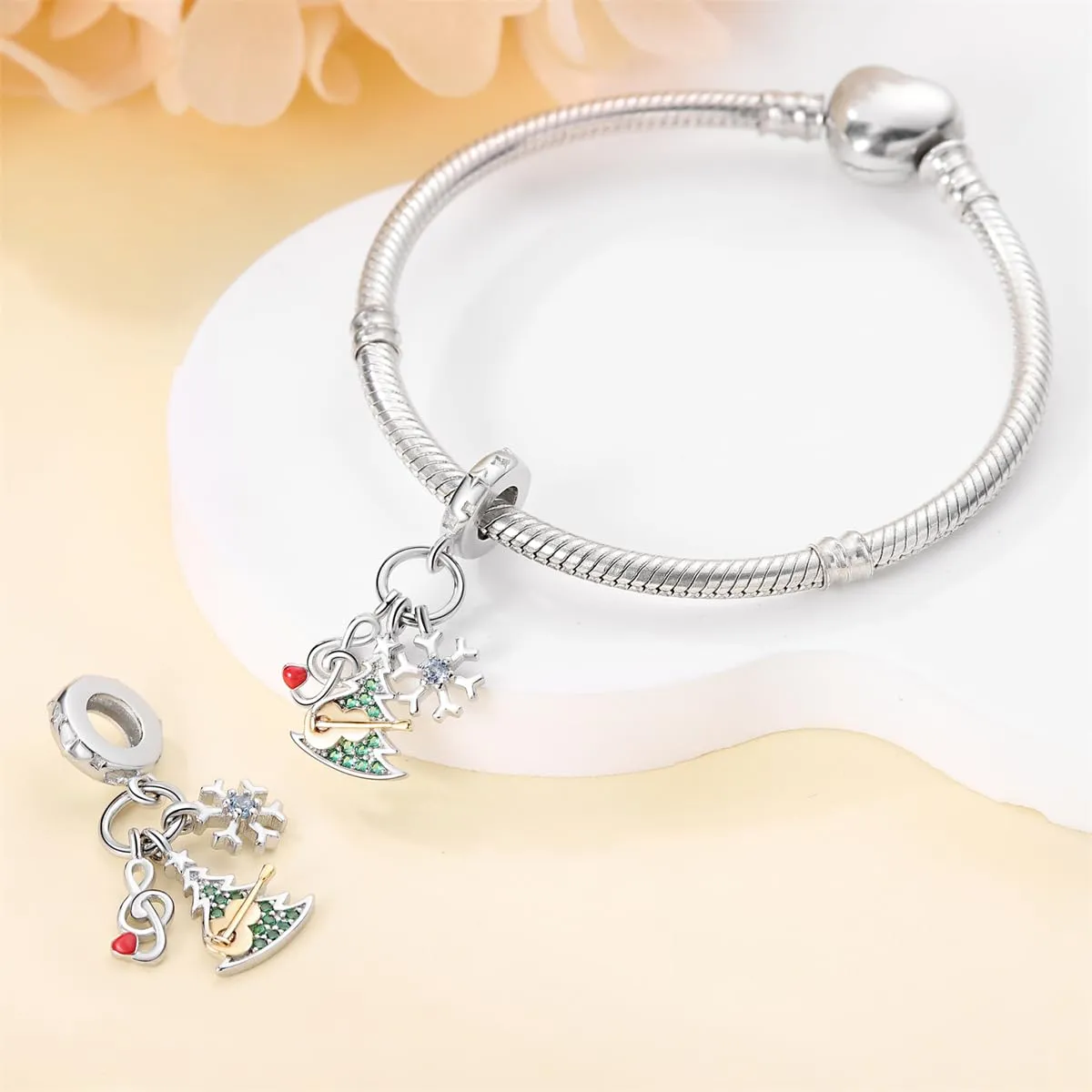 Pandach Bead Charm in Argento Sterling 925 con Cubic Zirconia per Braccialetti e Collane Europei - immagine 3